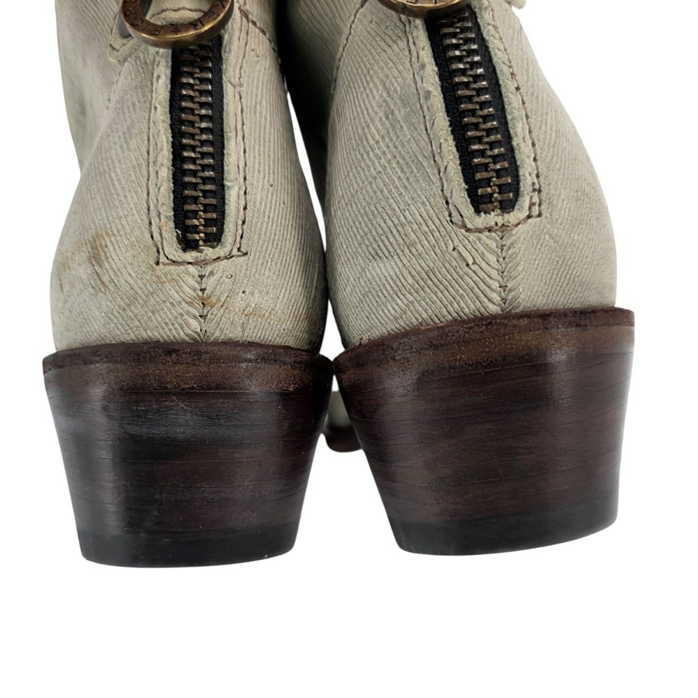 Fiorentini + Baker Womens 36 Cream Textured Leather Ankle Boots - Picture 9 of 15